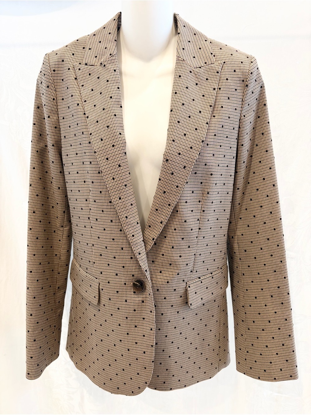 New ZADIG & VOLTAIRE Valse Camel Tan & Black Dot Blazer 38 6 $548